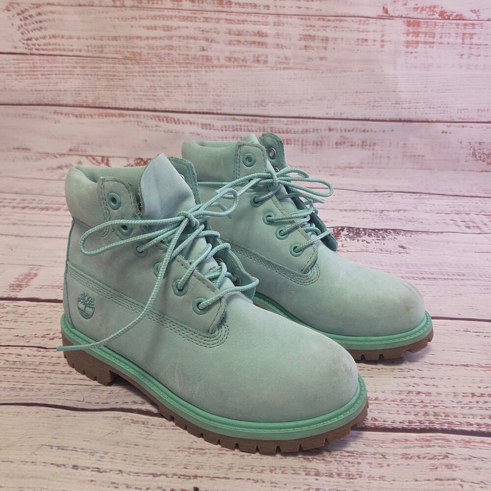Timberland 50th Anniversary Kids Mint Green Waterproof Boots Size 1